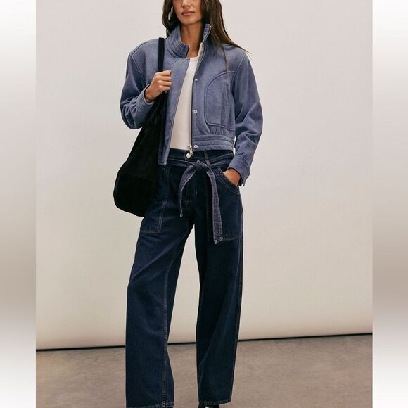 Free People We the Free Blue Jay Belted Jeans in Night Vision - Picture 1 of 11